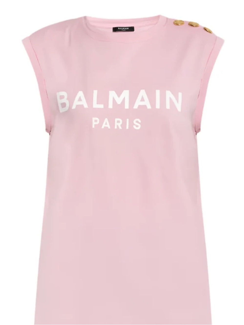 Balmain Light Pink Logo Tank with Gold Buttons NWT